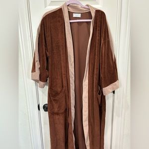 Christian Dior Vintage Men’s Velvet Full Length Robe brown tan velvet